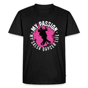 Danseur de salsa Ma passion Ma musique de salsa Danse Sport - T-shirt Premium bio Homme - noir - Devant - Nico (187cm)