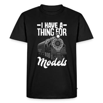 Drôle de Train amant Trains Locomotive cadeau - T-shirt Premium bio Homme - noir - Devant - Nico (187cm)
