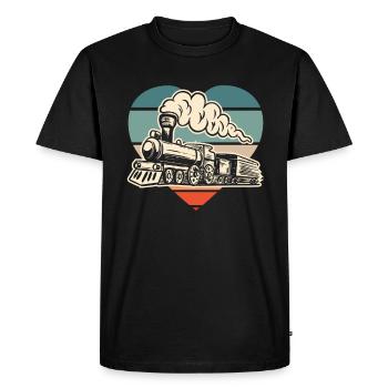 Drôle de Train amant Trains Locomotive cadeau - T-shirt Premium bio Homme - noir - Devant - Nico (187cm)