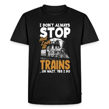 Drôle de Train amant Trains Locomotive cadeau - T-shirt Premium bio Homme - noir - Devant - Nico (187cm)