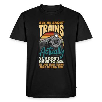 Drôle de Train amant Trains Locomotive cadeau - T-shirt Premium bio Homme - noir - Devant - Nico (187cm)