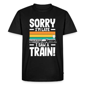 Drôle de Train amant Trains Locomotive cadeau - T-shirt Premium bio Homme - noir - Devant - Nico (187cm)
