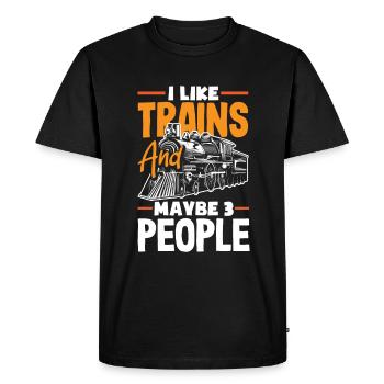 Drôle de Train amant Trains Locomotive cadeau - T-shirt Premium bio Homme - noir - Devant - Nico (187cm)