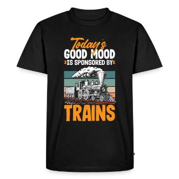 Funny Train Lover Trains Locomotive Gift - Men's Premium Organic T-Shirt - black - Front - Nico (187cm)