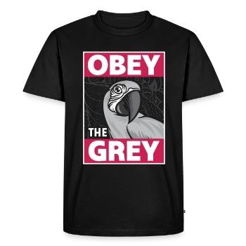 African Grey Obey The Grey Bird Propriétaire Amoureux des perroquets - T-shirt Premium bio Homme - noir - Devant - Nico (187cm)