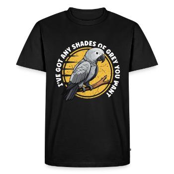 Gris africain J’ai n’importe quelle nuance d’ornithologue - T-shirt Premium bio Homme - noir - Devant - Nico (187cm)