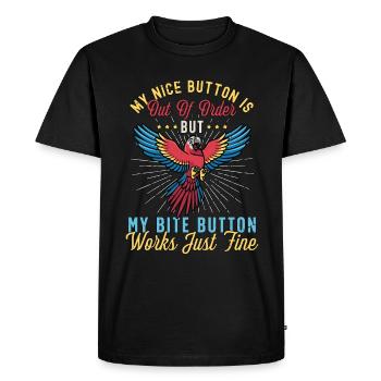 Ara oiseau mon joli bouton est Out perroquet amateur d’oiseaux - T-shirt Premium bio Homme - noir - Devant - Nico (187cm)