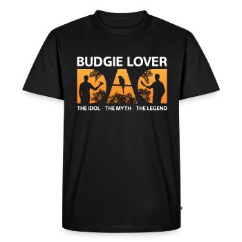 Amoureux des perruches Papa L’idole Le mythe Propriétaire de perruche - T-shirt Premium bio Homme - noir - Devant - Nico (187cm)