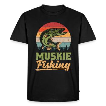 Muskie Fishing Predatory Fish Muskie Fisherman - Men's Premium Organic T-Shirt - black - Front - Nico (187cm)