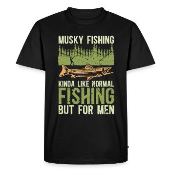 Pêche musquée un peu comme un amateur de canne à pêche normal - T-shirt Premium bio Homme - noir - Devant - Nico (187cm)