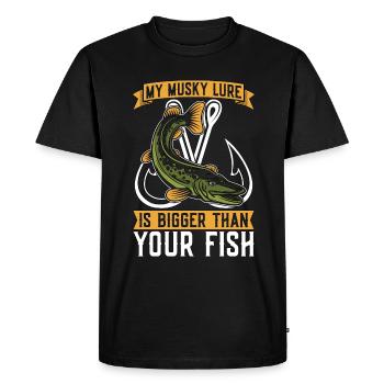 Musky Fishing My Musky Lure Is Bigger Fishing Rod - Men's Premium Organic T-Shirt - black - Front - Nico (187cm)