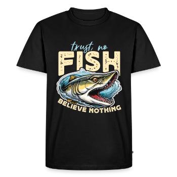 Musky Fishing Trust No Fish Believe Fishing Lover - Men's Premium Organic T-Shirt - black - Front - Nico (187cm)