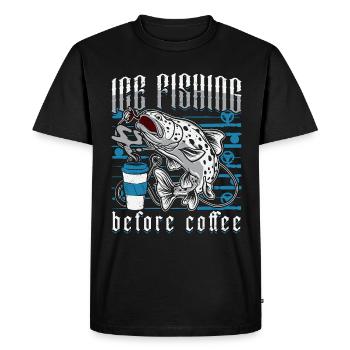 Pêche sur glace avant le café Ice Fisher Amateur de café - T-shirt Premium bio Homme - noir - Devant - Nico (187cm)