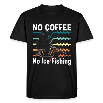 Pêcheur sur glace, Pas de café, Pas de pêcheurs, Amateur de café - T-shirt Premium bio Homme - noir - Devant - Nico (187cm)