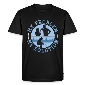 Pêcheur sur glace Mon problème Mon pictogramme Papa Maman - T-shirt Premium bio Homme - noir - Devant - Nico (187cm)