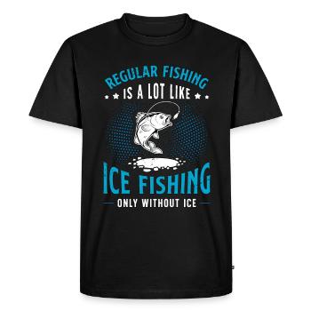 Pêche sur glace La pêche régulière est beaucoup gelée Lac - T-shirt Premium bio Homme - noir - Devant - Nico (187cm)