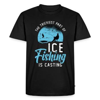 Pêche sur glace : la partie la plus délicate d’un lac gelé sur glace - T-shirt Premium bio Homme - noir - Devant - Nico (187cm)