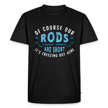 Pêche sur glace Bien sûr, nos cannes sont courtes Pêcheur - T-shirt Premium bio Homme - noir - Devant - Nico (187cm)