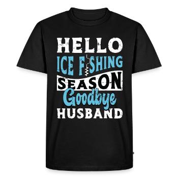 Bonjour la saison de pêche sur glace Lac gelé Ice Fisher - T-shirt Premium bio Homme - noir - Devant - Nico (187cm)
