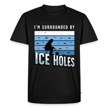 Pêche sur glace Je suis entouré d’un lac gelé par la glace - T-shirt Premium bio Homme - noir - Devant - Nico (187cm)