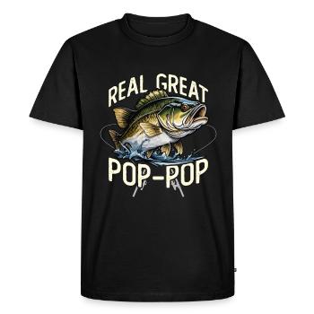 Bass Fishing Reel Great Pop - Pop Largemouth Bass - Men's Premium Organic T-Shirt - black - Front - Nico (187cm)