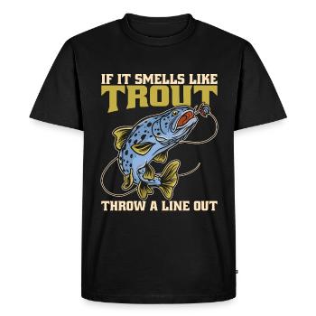 Pêche à la truite si ça sent la truite Pêche sportive - T-shirt Premium bio Homme - noir - Devant - Nico (187cm)