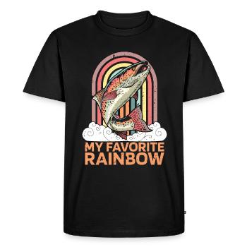 Trout Fishing My Favorite Rainbow Angler Fisherman - Men's Premium Organic T-Shirt - black - Front - Nico (187cm)