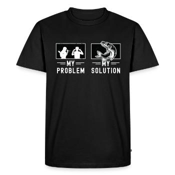 Pêcheur de maskinongé Mon problème Mon pictogramme Papa Maman - T-shirt Premium bio Homme - noir - Devant - Nico (187cm)