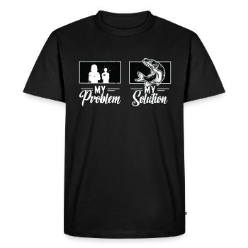 Pêcheur de maskinongé Mon problème Mon pictogramme Maman Papa - T-shirt Premium bio Homme - noir - Devant - Nico (187cm)