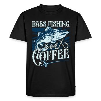 Bass Fishing Before Loves Fly Fishing Coffee Lover - Men's Premium Organic T-Shirt - black - Front - Nico (187cm)
