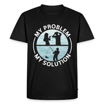 Pêcheur d’achigan Mon problème Mon pictogramme Papa Maman - T-shirt Premium bio Homme - noir - Devant - Nico (187cm)
