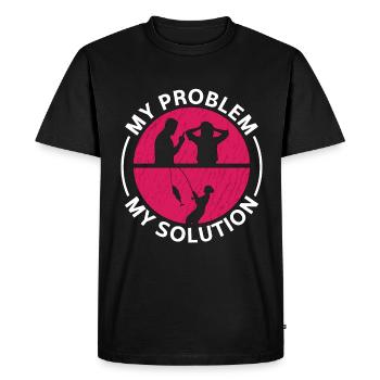 Pêcheur d’achigan Mon problème Mon pictogramme Maman Papa - T-shirt Premium bio Homme - noir - Devant - Nico (187cm)