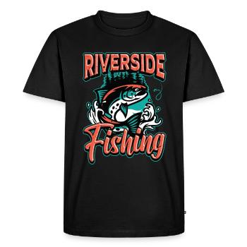 Pêche à la truite Amoureux de la pêche au bord de la rivière Pêcheur - T-shirt Premium bio Homme - noir - Devant - Nico (187cm)