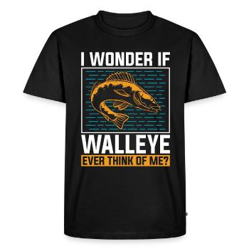 Walleye Fishing I Wonder If Walleye Fishing Lover - Men's Premium Organic T-Shirt - black - Front - Nico (187cm)