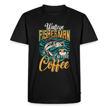 Pêcheur de doré avant la navigation de plaisance amateur de café - T-shirt Premium bio Homme - noir - Devant - Nico (187cm)