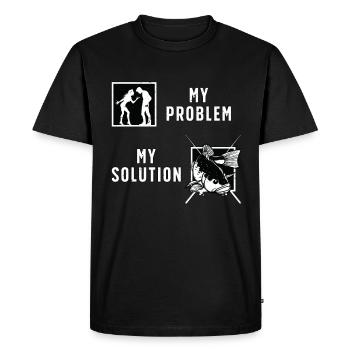 Pêcheur de doré Mon problème Mon pictogramme Papa Maman - T-shirt Premium bio Homme - noir - Devant - Nico (187cm)