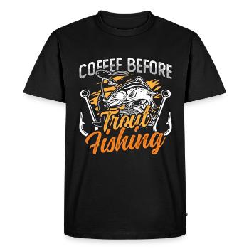 Pêcheur de truite Café Pêche à la mouche Amateur de café - T-shirt Premium bio Homme - noir - Devant - Nico (187cm)