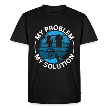 Pêcheur de truites Mon problème Mon pictogramme Papa Maman - T-shirt Premium bio Homme - noir - Devant - Nico (187cm)