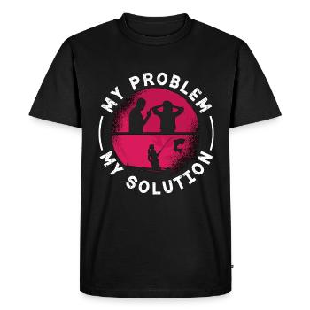 Pêcheur de truites Mon problème Mon pictogramme Maman Papa - T-shirt Premium bio Homme - noir - Devant - Nico (187cm)