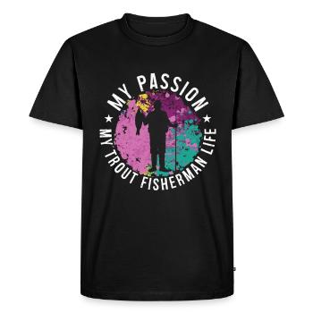 Trout Fisherman My Passion My Trout Fly Fishing - Men's Premium Organic T-Shirt - black - Front - Nico (187cm)