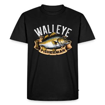 Walleye Fishing Walleye Fisherman Loves Boating - Men's Premium Organic T-Shirt - black - Front - Nico (187cm)