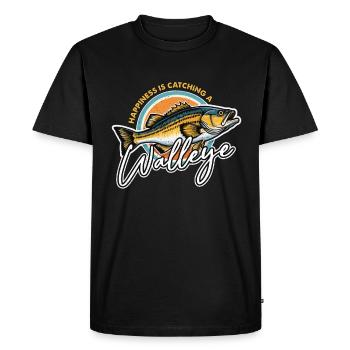 Le bonheur de la pêche au doré est d’attraper une canne à pêche - T-shirt Premium bio Homme - noir - Devant - Nico (187cm)