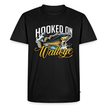 Walleye Fishing Hooked On Walleye Boating Lover - Men's Premium Organic T-Shirt - black - Front - Nico (187cm)