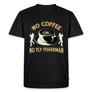 Pêcheur à la mouche sans café Canne à pêche amateur de café - T-shirt Premium bio Homme - noir - Devant - Nico (187cm)