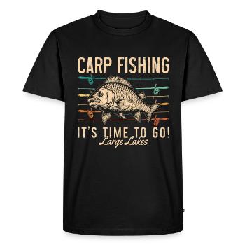 Pêche à la carpe Il est temps de pêcher sportivement - T-shirt Premium bio Homme - noir - Devant - Nico (187cm)