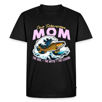 Maman pêcheur de carpe L’idole Le mythe Amateur de pêche - T-shirt Premium bio Homme - noir - Devant - Nico (187cm)
