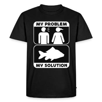 Pêcheur de carpe Mon problème Mon pictogramme Maman Papa - T-shirt Premium bio Homme - noir - Devant - Nico (187cm)