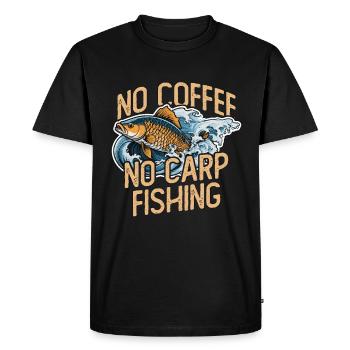 Pêcheur de carpes sans café Canne à pêche amateur de café - T-shirt Premium bio Homme - noir - Devant - Nico (187cm)