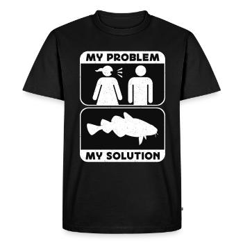Pêcheur de carpes Mon problème Mon pictogramme Papa Maman - T-shirt Premium bio Homme - noir - Devant - Nico (187cm)