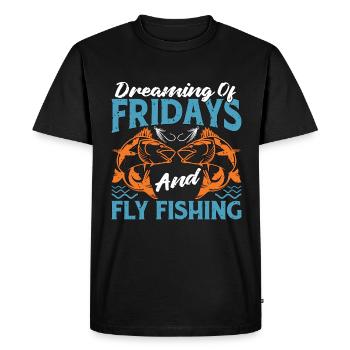 Pêche à la mouche Rêver Des Vendredis Et De La Chasse Au Poisson - T-shirt Premium bio Homme - noir - Devant - Nico (187cm)